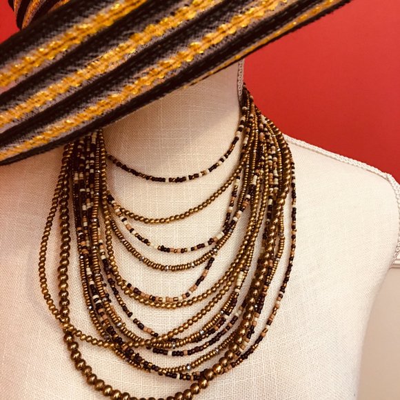 PRICE IS FIRM! VINTAGE 14-Strand Beaded Necklace - Picture 1 of 8